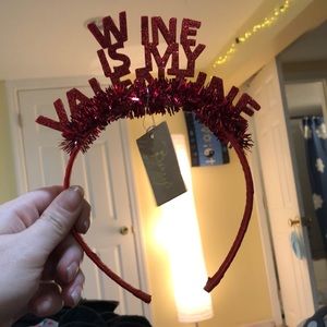 Wine is My Valentine Red Headband